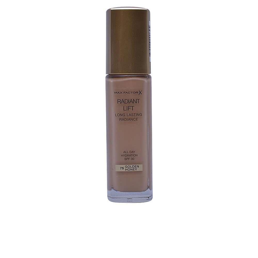 Max Factor Radiant Lift Liquid Pump Medium to Full Coverage Radiant Finish Foundation with SPF30 and Hyaluronic Acid, 075 Golden Honey, Medium Skin Tone, 30ml
