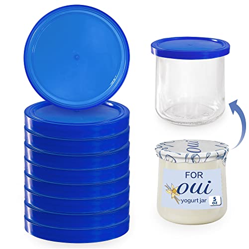 Oui Yogurt Jar Lids - 9 pack Oui Lids for Yoplait Yogurt Container ，Sealed against leaks lids for oui yogurt jars Blue…