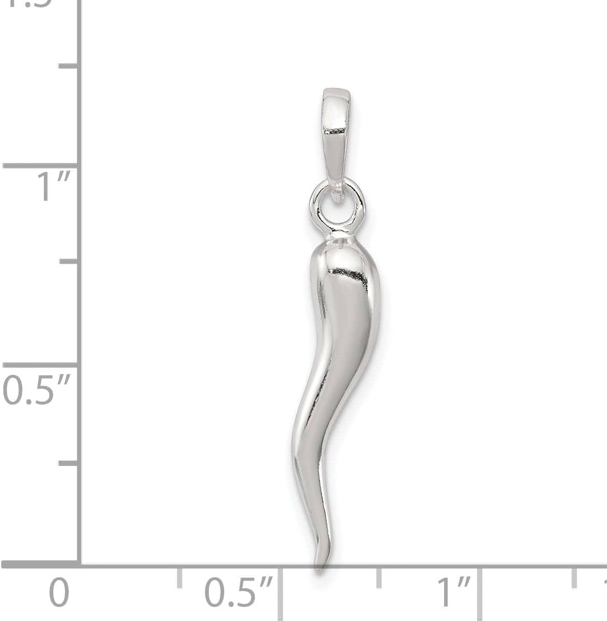 Bijou Solid Sterling Silver 3-D Italian Horn Charm