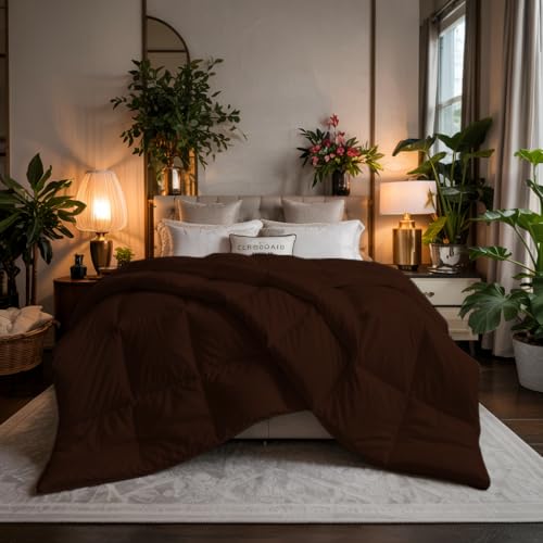 Image of Earthlycozy 500 GSM Premium Comforter - All-Season Down-Alternative, Lightweight, Breathable, Hypoallergenic and Machine Washable (Chocolate Brown, Double)