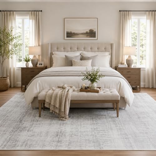 Tapete decorativo rectangular moderno 8x10 gris miniatura 2