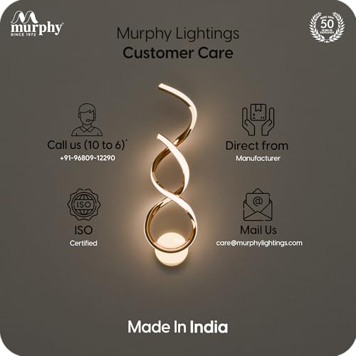 Image of Murphy Twistra Elegant LED Wall Lamp for Home - 2 Years Warranty - Modern Aluminium Light with 3 Color Modes (French Gold, Pack of 2)