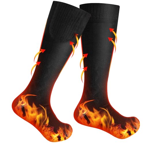 Frskalet Beheizbare Socken Unisex Heizsocken Batteriebetrieben Warm und Bequem Beheizte Socken perfekt für Winterliche Outdoor-Aktivitäten Wie Angeln Jagen Skifahren (Batterien Nicht Enthalten)