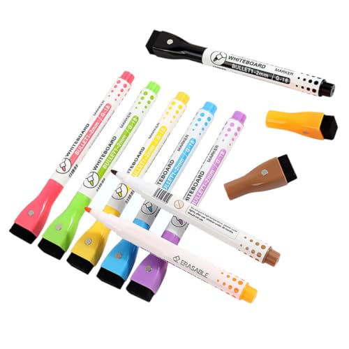 Marcadores magnéticos Alasum con borrador en tapa y tinta de secado rápido de 8 colores