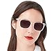 MARE AZZURO Bifocal Reading Sunglasses Women Trendy Square Outdoor Readers 100 143 200 250 300 350 400 (Transparent, 3.5)