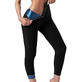 Vuirrm Sauna Pants for Women, Sauna Leggings for Women High Waist, Compression Leggings for Women, Slimming Tummy Control Leggings,S-M,Blue