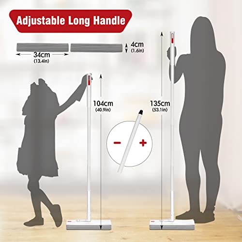 Midyb Sponge Mop, Self Squeeze Sponge Mops With Telescopic Handle & 2 Pva Absorption Head, Flat Floor Mops For Home Commercial Use, Cleaning Tile Floor Bathroom Garage #TOP1
