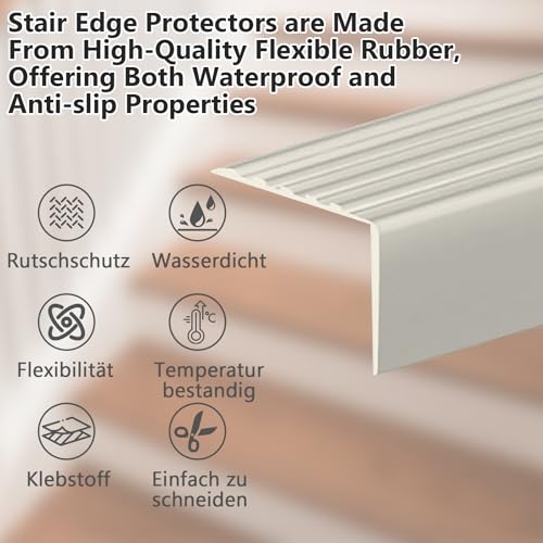 Perfil de borde de escalera autoadhesivo antideslizante PVC 4