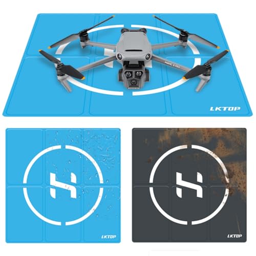 LKTOP Drone Landing Pad Weighted Foldable for DJI/Potensic/Skyrover/Specta, Double-Sided Waterproof Helipad Large Landing Mat for DJI Mavic/Air/Mini/Neo/Flip/Avata/FPV Series Accessories (26 inch)
