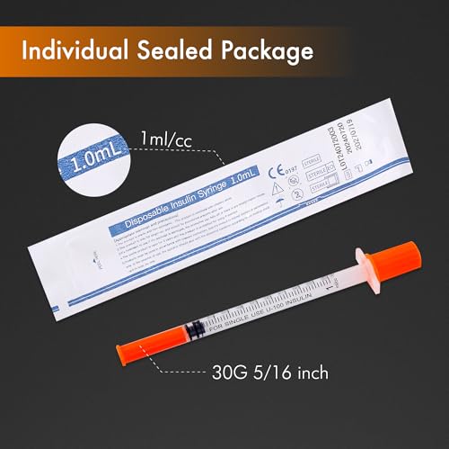 1ml Syringes with Needle, 30G 5/16 Inch, Individually Wrapped - Pack of 20 - Thumbnail 5