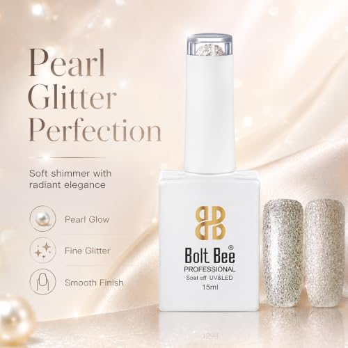 Image of BOLT BEE 15ML Gel Nail Polish 1Pc Clear Pink Glitter Nail Polish Soak Off UV LED Nail Gel Polish Nail Art Starter Manicure Salon DIY at Home, 0.5 OZ (1) (82)