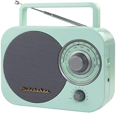 Studebaker Mint Green Vintage Home Portable Retro AM/FM Radio with Headphone Jack - (Limited Edition)