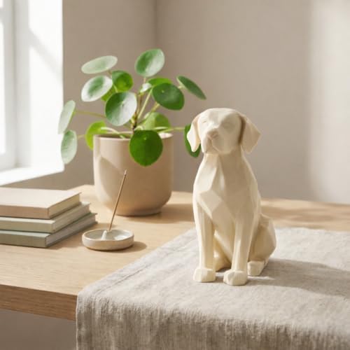Image of Eco-Friendly Dog Statue - Modern Home Decor Accent | Minimalist Pet-Inspired Sculpture for Living Room, Office & Gifts (Beige)