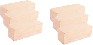 TEHAUX 6 Peças De Escultura Em Madeira Em Branco Blocos De Construção Inacabados DIY Bloco De Madeira Em Branco Blocos De Escultura Inacabados Blocos De Madeira Basswood Natural O Sinal
