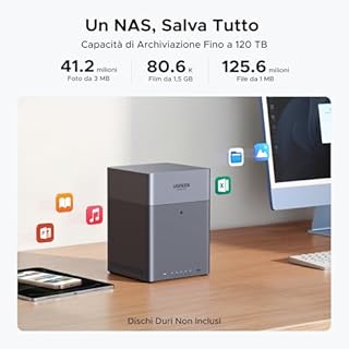 UGREEN NASync DH4300 Plus, NAS Desktop a 4 Bay, Porta LAN 2,5 GbE, 8 GB di RAM, Connessione NFC One-Touch, Album Familiare/Bambino AI, Cloud Personale per Casa/Ufficio (Senza disco)
