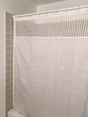 Staydry Systems Splash Guard Shower Curtain (66" Wide White With Mesh) #TOP1