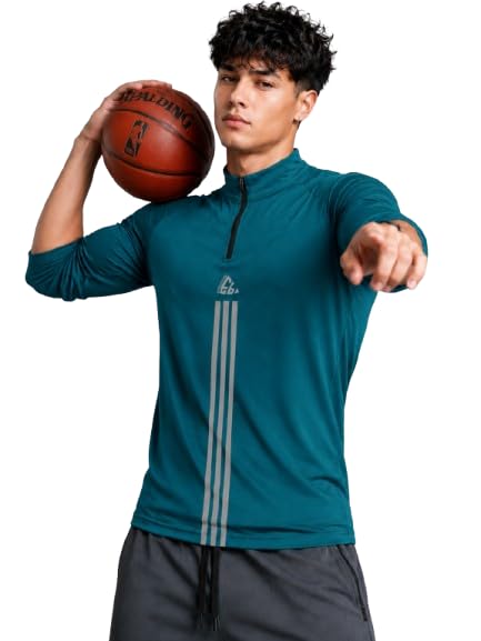 Image of EYEBOGLER Men's Solid Polo Neck Full Sleeve T-Shirt, Casual Gym Wear Regular Fit T-Shirt for Men