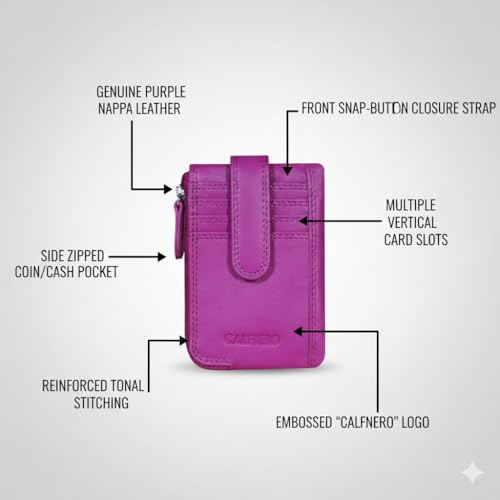 Image of Calfnero Genuine Leather Card Holder & Key Case for Men & Women | Slim Wallet with Zipper Pocket, Card Slots & Key Chain | Compact Travel Organizer
