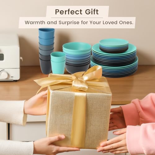 Homienly 40 PCS Premium Wheat Straw Dinnerware Sets, Reusable Unbreakable Plates and Bowls Set, Cups Sets, Service for 8, Microwave and Dishwasher Safe Dishes Set for Party, Outdoor (Nightscape) by Homienly - Image 7