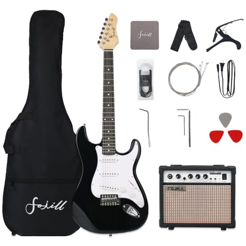 Fojill 39 Inch Electric Guitar Kit Set Beginner Starter Combo Package Bundle 20W Amplifier Amp Accessory Padded gig Bag,Picks, Cable,Strap,Extra Strings