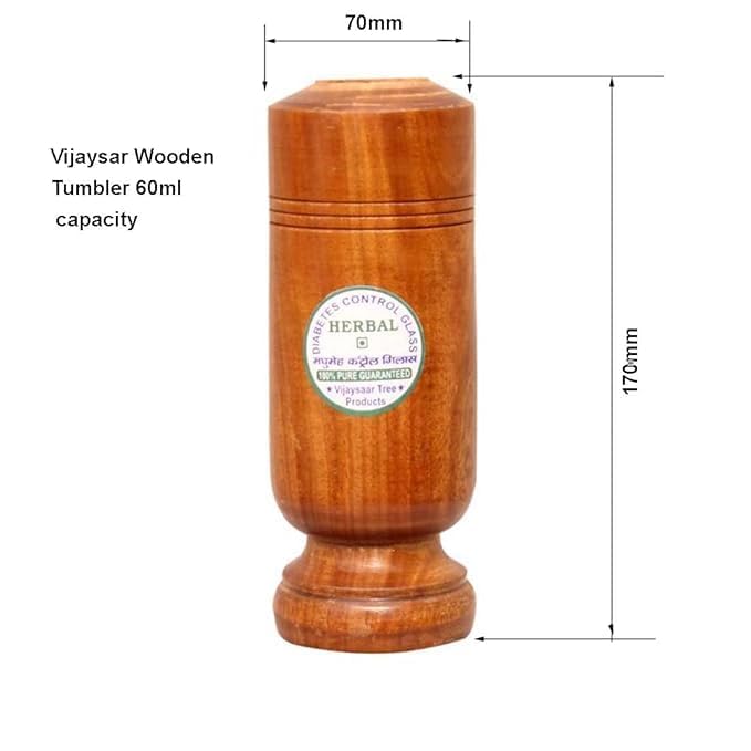 Image of Diabetes Control Vijaysar Wooden Tumbler Glass for Drinking Water & Ayurvedic Glass for Diabetes Management and Blood Sugar Control (Pack of 2)