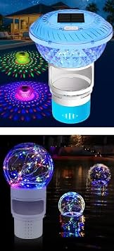 Pool Chlorine Floater with Colorful Light+Easy Opening Chlorines Tablet Holder Floater