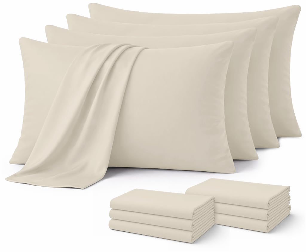 Aspire Homeware Cream Pillow Cases 10 Pack – 100% Brushed Microfiber Premium Pillowcases Super Soft Envelope Closure Pillow Cover (50x75cm) — image 1