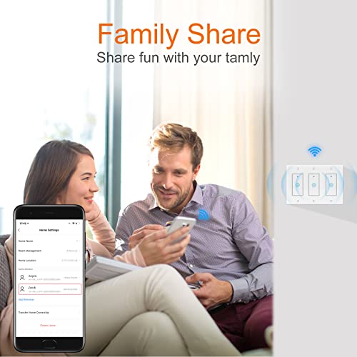 Smart Switch 3 Gang (Not 3 Way Switch), Smart Wifi Light Switch Work With Alexa Google Home And Ifttt, Voice And Remote Control, No Hub Required, Single-Pole Only #TOP7