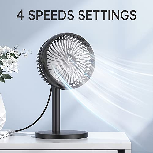 6 Inch Desk Fan For Bedroom, Usb Small Fan With 4 Speeds, Adjustable Height, Personal Cooling Table Fan, 72°Rotation, Ultra Quiet, Lightweight, Powerful Office Fan For Home,4.92 Feet Cord, Black #TOP1