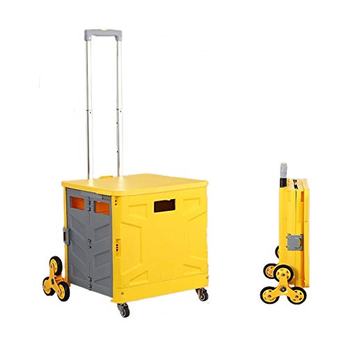 TIAO,Shopping Cart,Shopping Cart Large Size Folding with Wheels Collapsible Grocery Heavy Duty Extra Suit for Supermarket Shopping,Pulling Objects and Outdoor Picnics Yellow