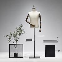 Schaufensterpuppe, männlich, höhenverstellbar, 134.6 cm ~ 193 cm, mit Holzarm, Kleiderständer, Schuhhalter und Metallständer, Schmuck, Nähen (37 ~ 193 cm) 0.000 cm 1