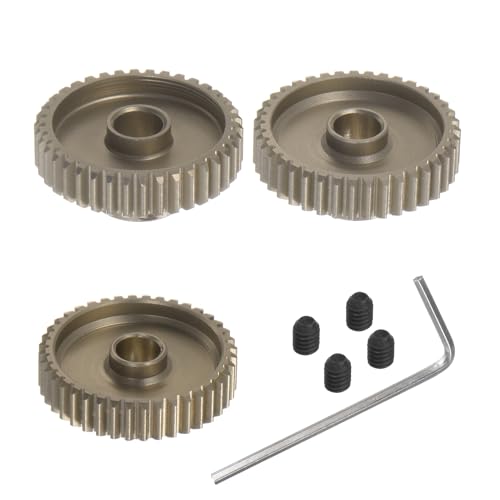 Kozelo 3 Stück 48DP Ritzel Motorzahnradsatz - [5mm Bohrung x 38T 39T 40T gehärtete Stahlzähne] Motorzahnräder für RC Autos Trucks Buggies, mit Sechskantschlüssel
