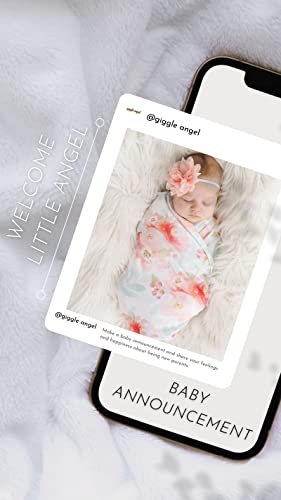 Image of Baby Receiving Blanket Swaddle Blanket Infant Wrap with Matching Headband Beanie and Name Card (White and Pink)