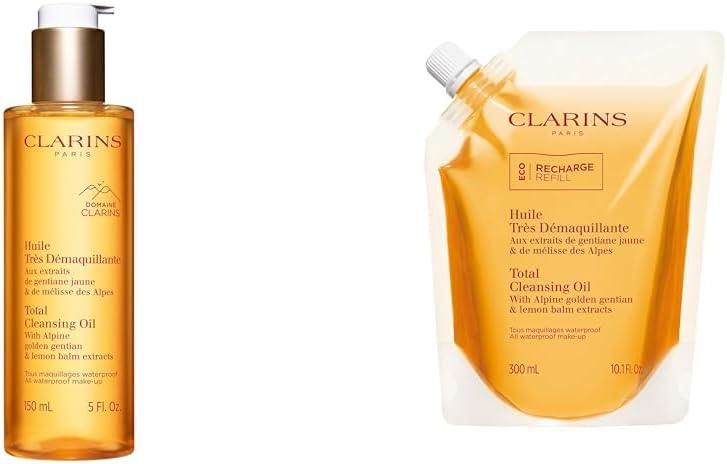 Total Cleansing Oil 150ml + Refill 300ml | Removes Long-Wearing, Heavy and Waterproof Makeup and Pollutants | Preserves Skin's Microbiota | Easy Rinse | Safe For Use On Face, Eyes and Lips