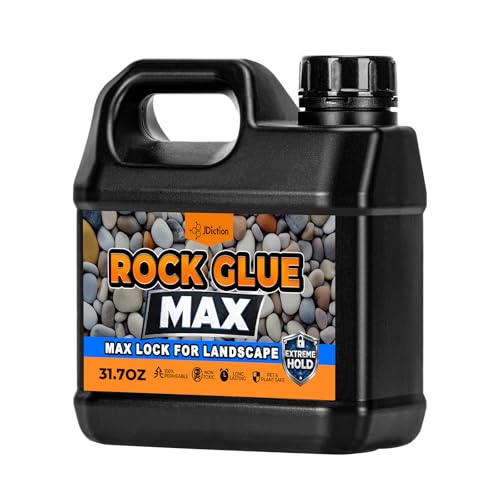 JDiction Rock Glue - 31.7oz Landscape Rock Binder & Mulch Glue, Permeable Gravel Stabilizer for Pea Gravel, River Rock, Sand & Straw, Industrial Strength Stone Adhesive, Clear Matte Finish, Pet Safe
