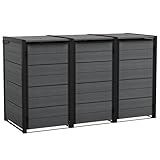 Koll Living Mülltonnenbox Hide Away | 720 Liter, flexibel erweiterbar | Stahlrahmen | mit Gasdruckfedern | Anthrazit | naturgetreue Holzoptik | wetterfest & wartungsfrei | belüftet