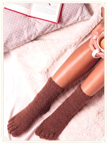 Image of Bencailor 3 Pairs Women Fuzzy Toe Socks Womens Soft Fuzzy Plush Warm Fluffy Winter Home Slipper Socks for Women Men, Size 5-9
