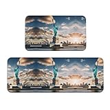 Tamaño de la cocina: este juego de impresión de la Estatua de la Libertad en Nueva York incluye una alfombrilla larga (43,2 x 129,5 cm) y una corta (43,2 x 75,1 cm), lo que los hace exactamente del tamaño adecuado para tu cocina. Para espacios pequeños y grandes.