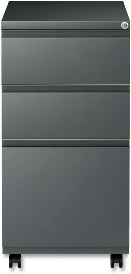 Alera PBBBFCH Three-Drawer Metal Pedestal File w/Full-Length Pull, 14 7/8 x 19 1/8, Charcoal