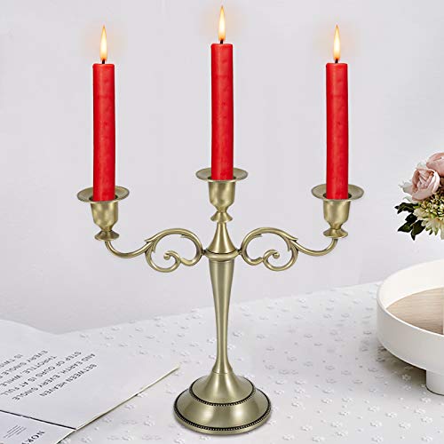 Dyna-Living Candelabra Candle Holders 3-Candle Metal Candelabra Bronze Candlestick Stand Wedding Party Anniversary Tall Candle Holder #TOP2