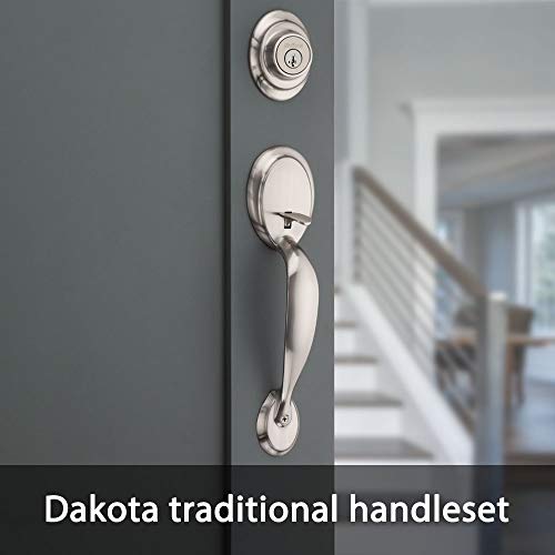Kwikset 96870-090 Dakota Single Cylinder Handleset W/Polo Knob Featuring Smartkey In Satin Nickel #TOP2