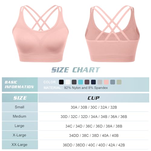 Image of WOYYHO Cross Back Sports Bra for Women Padded Medium Support Workout Bra