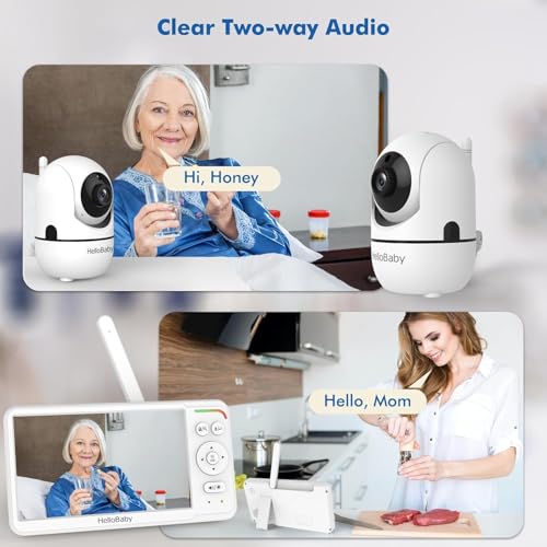 HelloBaby Baby Monitor with Camera and Night Vision, World First 6" Split Screen 30-Hrs Battery, 1000ft, No WiFi, Remote Pan/Tilt/Zoom Camera, VOX ECO, 2-Way Talk, Portable Screen for Travel - Image 5