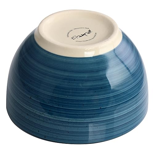 Elama Gia 24 Piece Round Stoneware Dinnerware Set in Dark Blue - Thumbnail 6