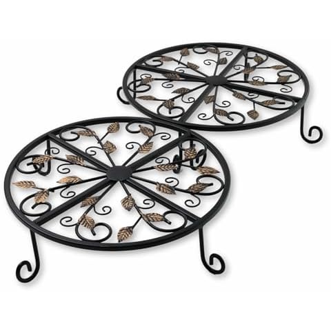 Maypes Metal Plant Stand – 2-Pcs Set 12-inch Outdoor and Indoor Plant Stand – Modern Plant Holder for Indoor and Outdoor Plants – 3-Inch Tall Planter Stand for Garden, Patio, Living Room, Balcony Cover