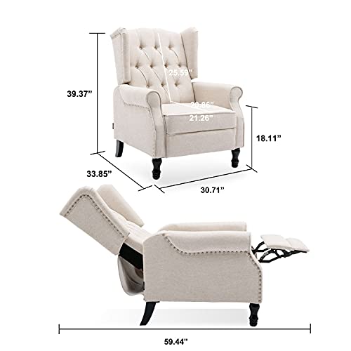 Sillón Recliner Moderno Beige miniatura 2