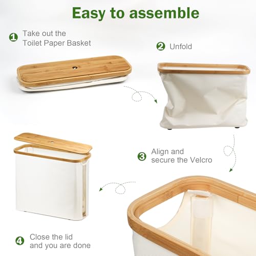 Vathery TOILET PAPER BASKET Bamboo Toilet Paper Storage - The Ultimate Bathroom Organizer With Bamboo Lid, Large Toilet Paper Holder thumb #5