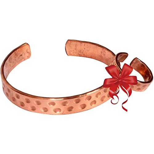 Copper Bracelet with Thumb Rings for Men & Women ~ Tibetan Healing Copper Bracelet for Arthritis, Joint Pain & Migraine ~ Copper Jewelry for Women & Men (Hammered)