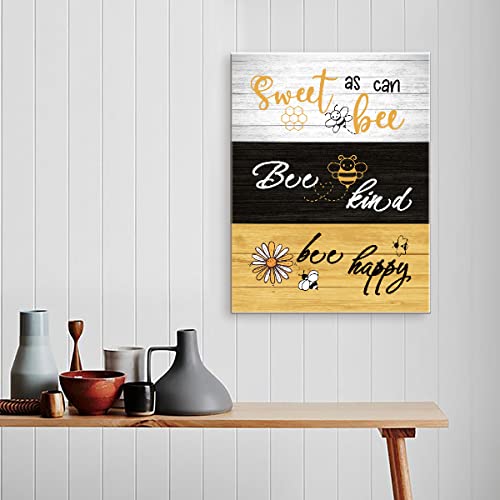 Listngbo Modern Rustic Honey Bee Canvas Wall Art,Funny Bee Home Decor Wall Art Canvas Painting Framed Ready To Hang For Home Farmhouse Kitchen Dining Living Room Wall Decor-12 X 15 Inches #TOP3