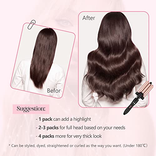Image of Sixstarhair Tape In Hair Extensions Chocolate Brown Highlighted Caramel Blonde Color Tape In Extensions Ombre Brown Tape Hair Extensions Real Human Hair 50g per Pack 20pcs [P2 /6 /2 16inch]